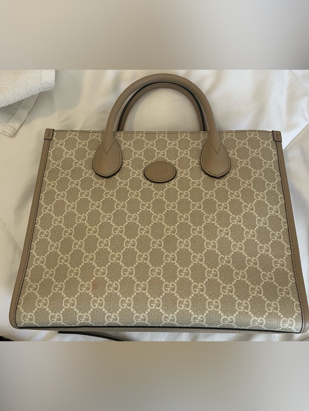 Gucci Beige GG Supreme Canvas Top-Handle Tote